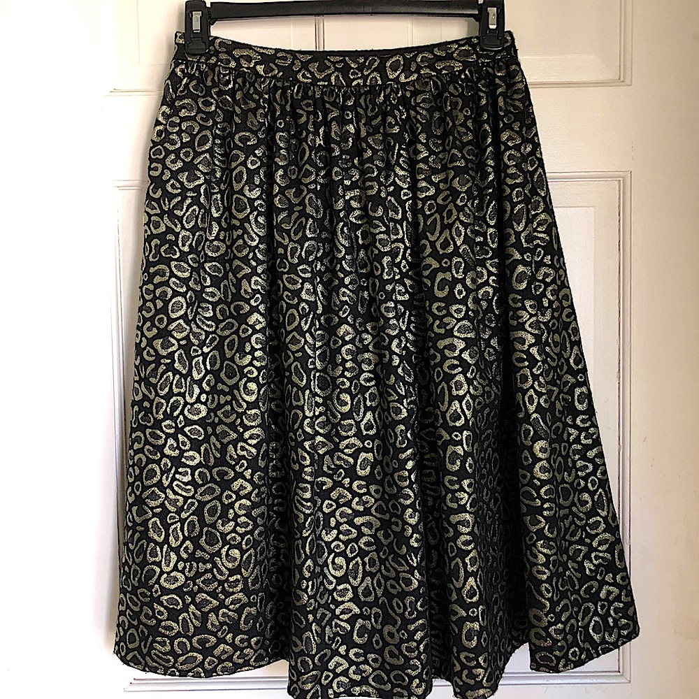 Gianni Bini US L Leopard Skirt with Gold Details